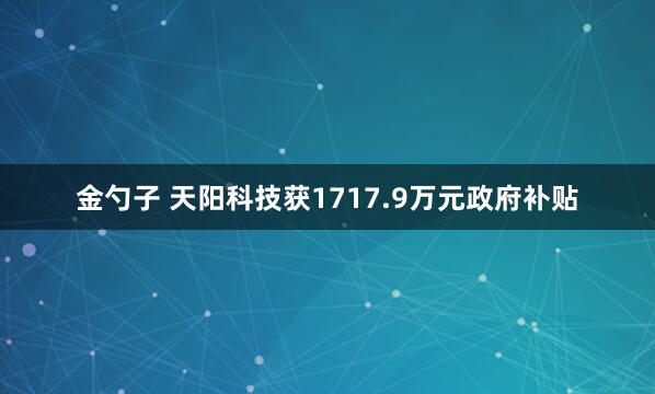 金勺子 天阳科技获1717.9万元政府补贴